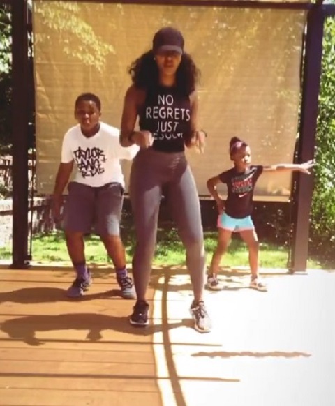 Averi Woodley with her two youngest kids