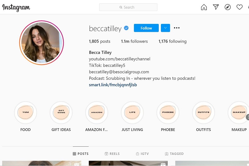 Becca Tilley Instagram account