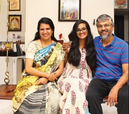 Bharathi Baskar with her husband and daughter