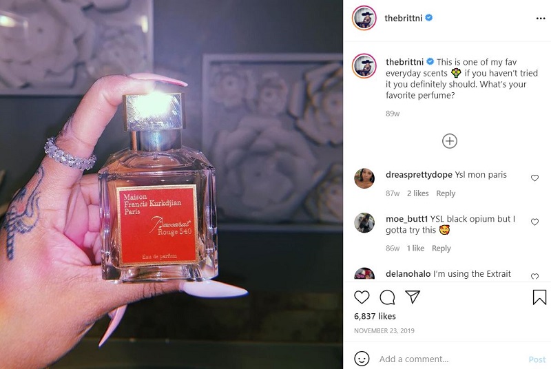 Brittni Mealy shared a picture of her favorite perfume
