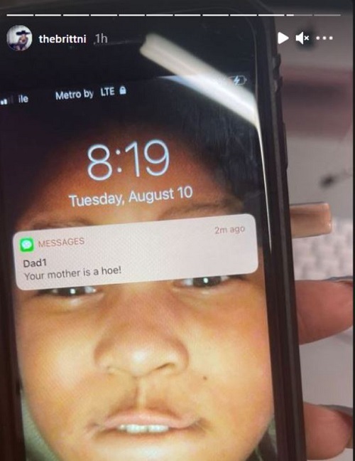 Brittni Mealy shared a screenshot of her ex-boyfriend Future (rapper) where he called her hoe