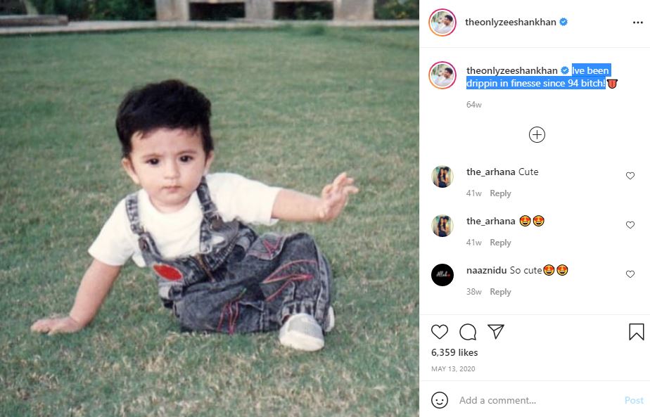 Childhood image of Zeeshan Khan