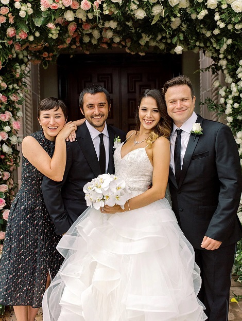 Cody Williams with his bride, brother Zak Williams and sister Zelda Williams