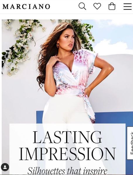 Constance Nunes on the cover page of Marciano site