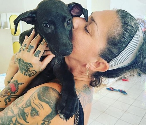 Danielle Colby has a pet dog Azrael Abyss