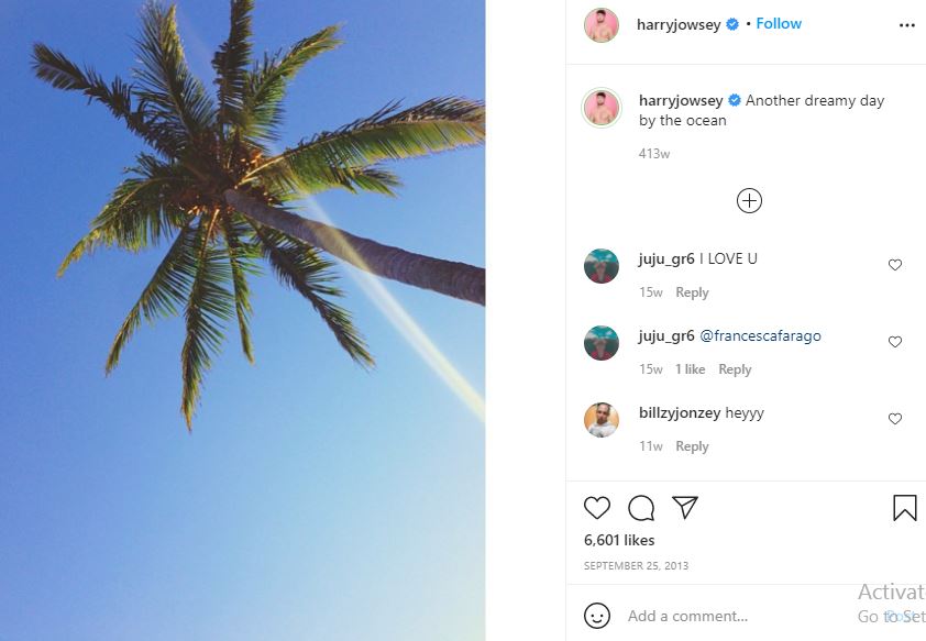 First Instagram post of Harry Jowsey
