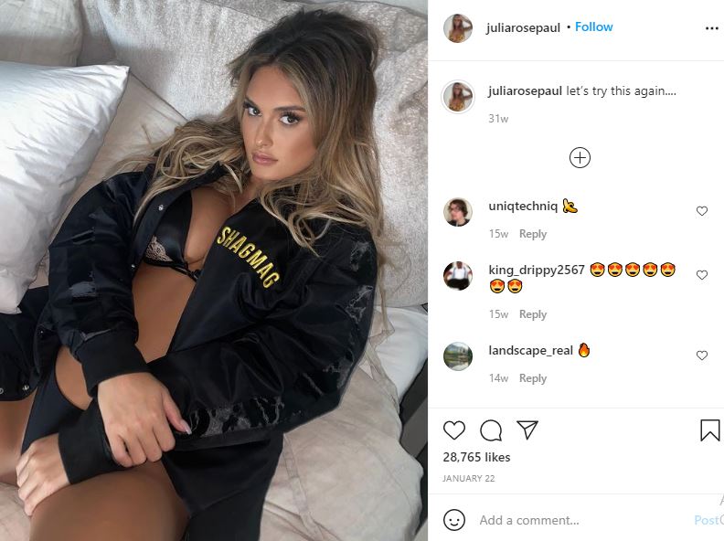 First Instagram post of Julia Rose