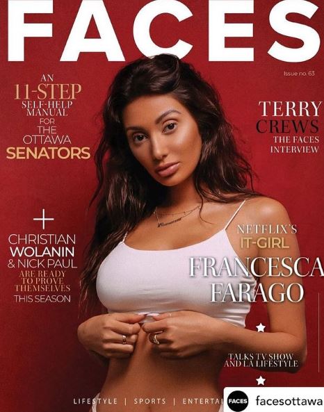 Francesca Farago featured on various magazine cover