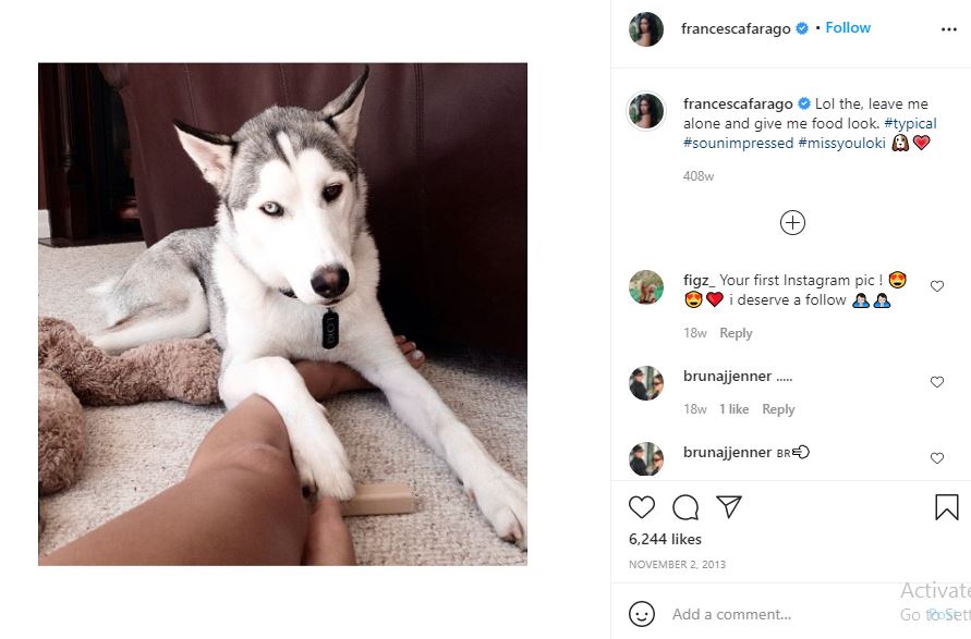 Francesca Farago's first Instagram post