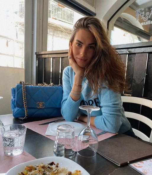 Francesca Sofia Novello at a restaurant in Milan