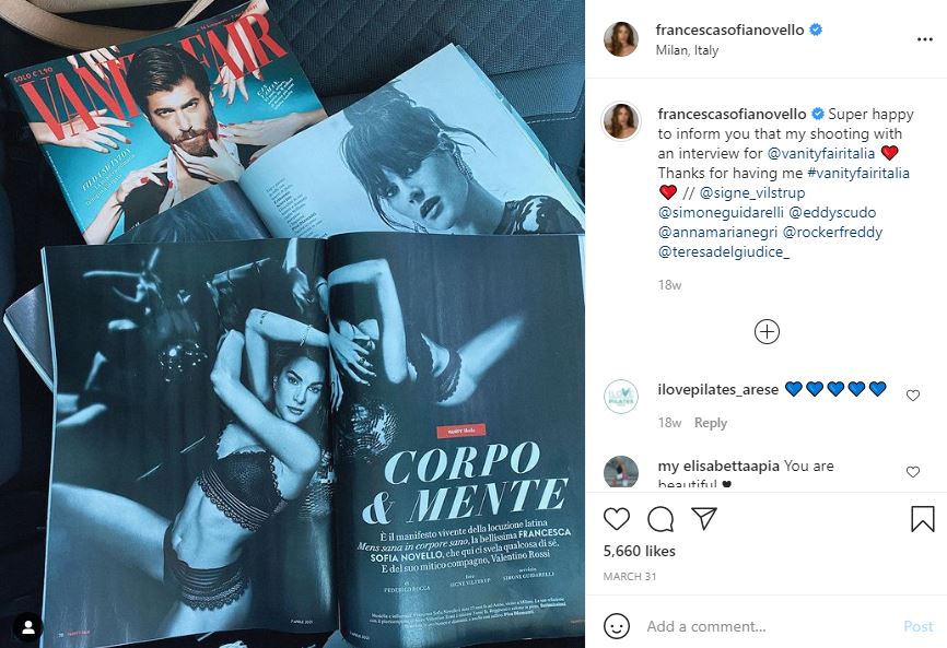 Francesca Sofia Novello gave an interview to Vanity Fair Italia
