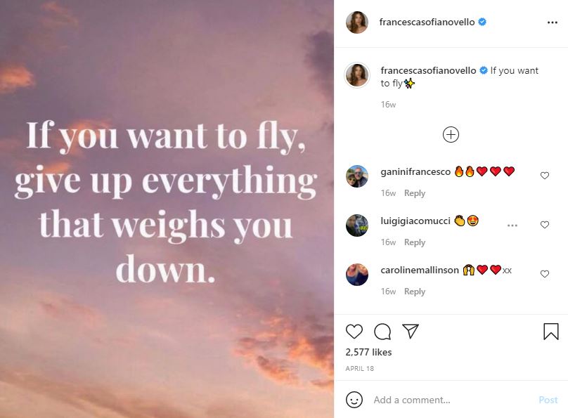 Francesca Sofia Novello uploads positive quotes