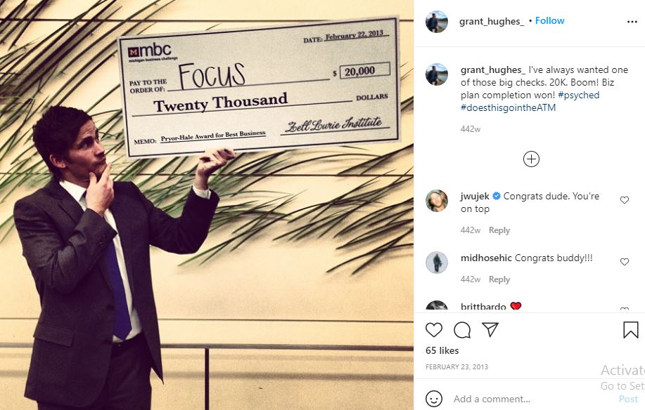 Grant Hughes earned a check of 20K