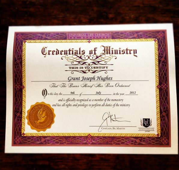 Grant Hughes is a member of Universal Life Church
