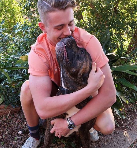 Harry Jowsey with his pet dog