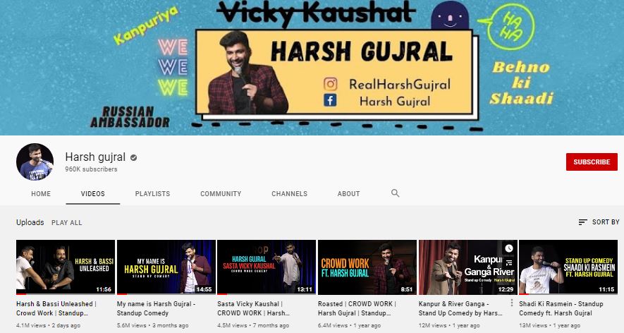 Harsh Gujral YouTube channel