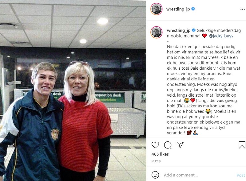 JP Buys paid tribute to his mother Jacky Buys