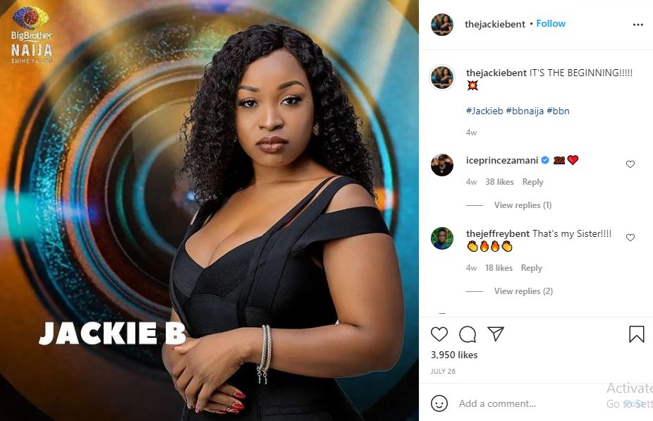 Jackie B's first Instagram post