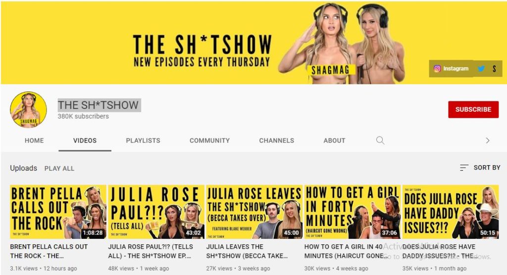 Julia Rose's Youtube channel