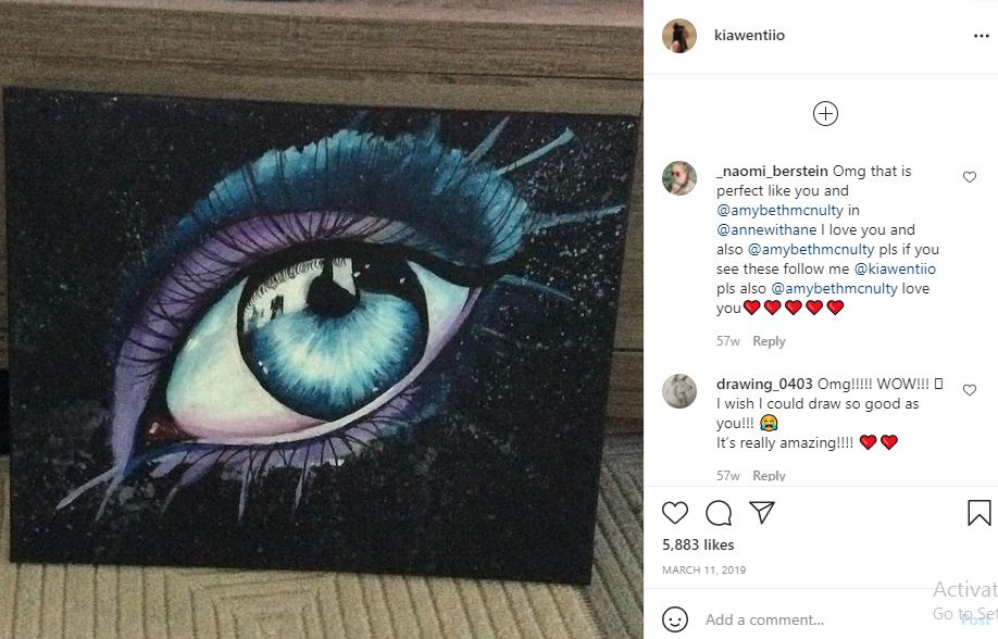 Kiawentiio Tarbell's first Instagram post
