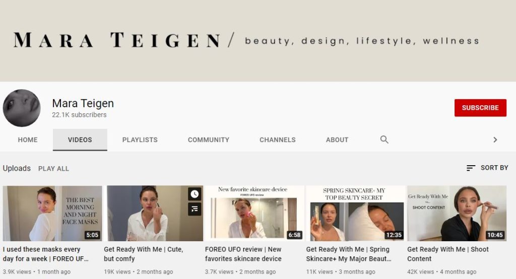 Mara Teigen YouTube channel