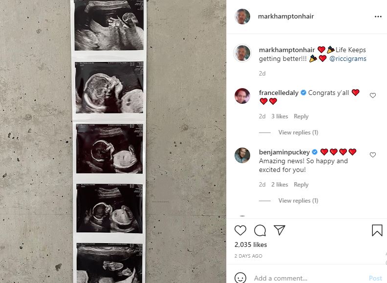 Mark Hampton and his girlfriend Christina Ricci are expecting a baby