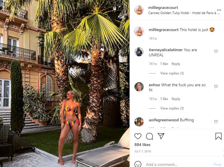 Millie Court's first Instagram post