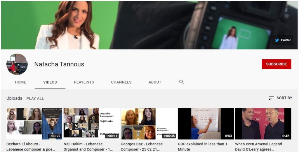 Natacha Tannous' Youtube channel