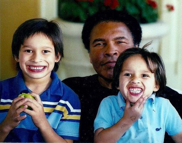 Nico Ali Walsh and Biaggio Ali Walsh with Muhammad Ali
