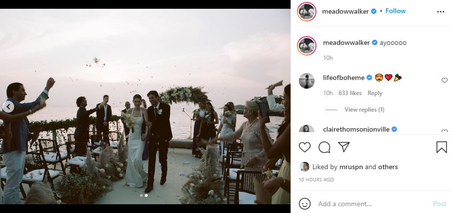 Paul Walker's Daughter Meadow Walker got married to Louis Thornton-Allan