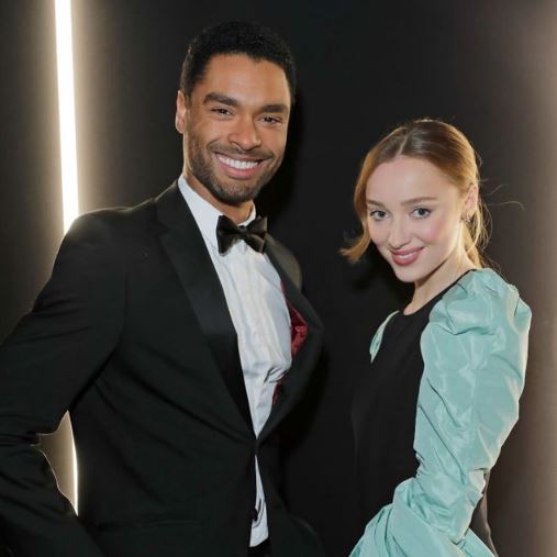 Regé-Jean Page with co-actress Phoebe Dynevor