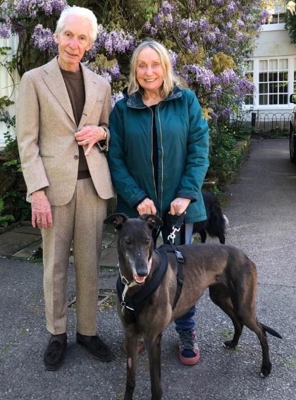 Shirley Ann Shepherd and Charlie Watts with their pet dog