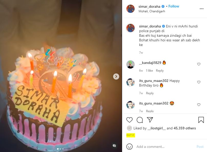 Simar Doraha birthday
