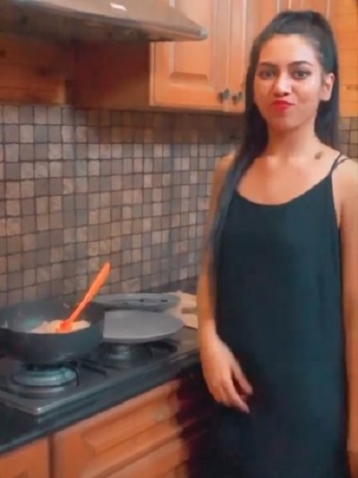 Simran Khan cooking food in Ambey Valley
