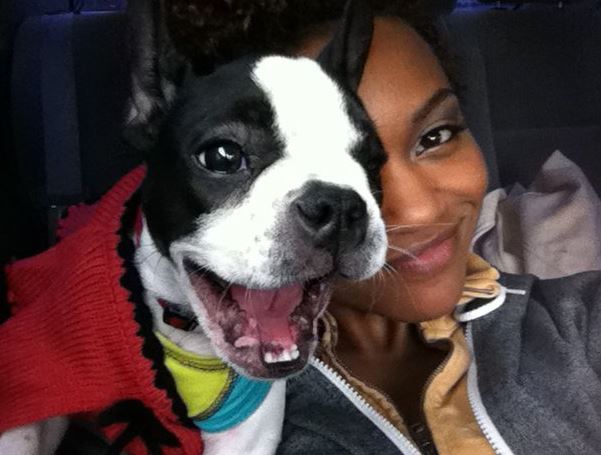 Syesha Mercado and her pet dog