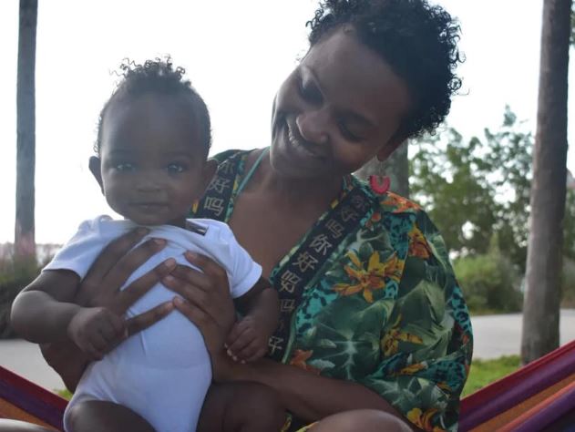 Syesha Mercado with her son