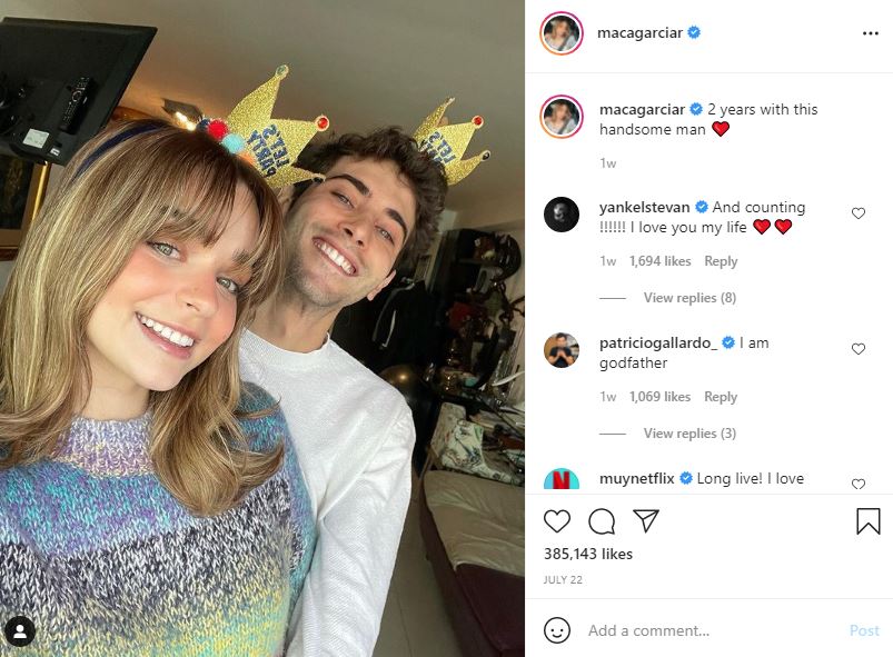 Yankel Stevan and Macarena García spent two years together