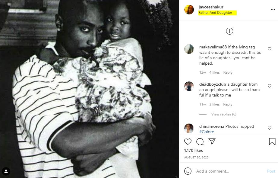 old image of Jaycee Shakur with her dad