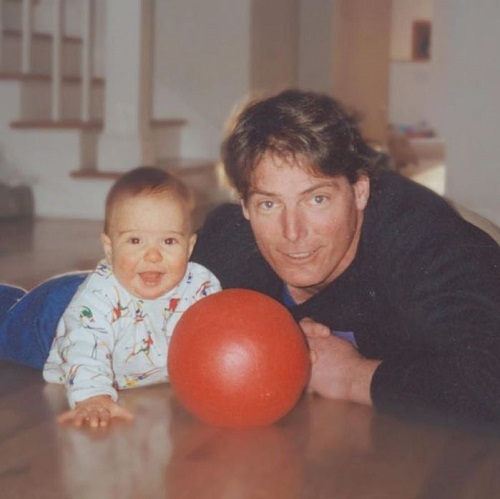 Baby picture of William Reeve with his father Christopher Reeve (American actor)