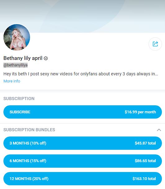 Bethany Lily April OnlyFans Account