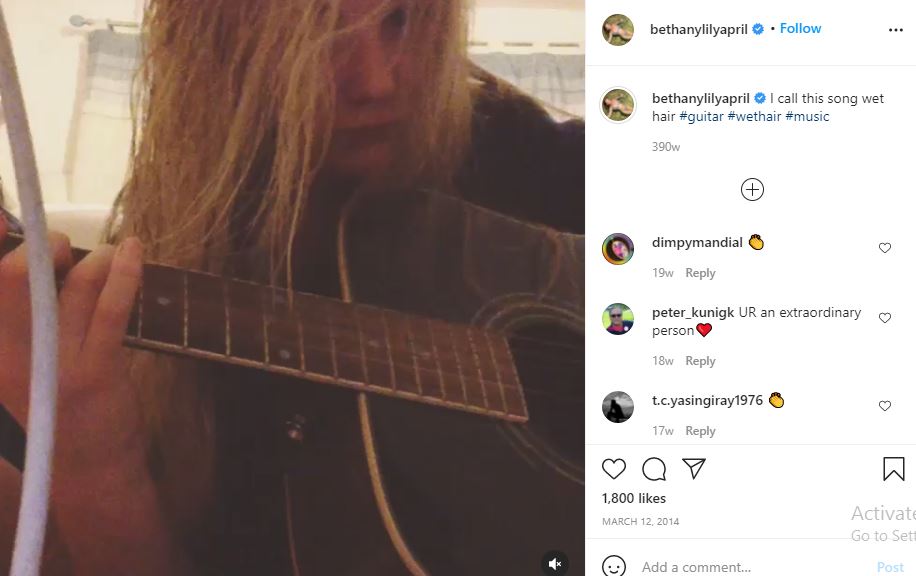Bethany Lily April first Instagram post