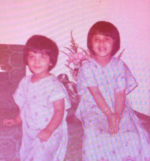 Childhood image of Nandita Mahtani with her sister
