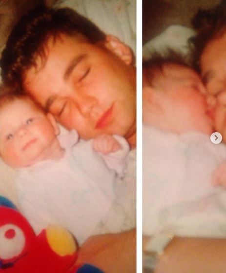 Childhood photo of Amy Hart with her dad
