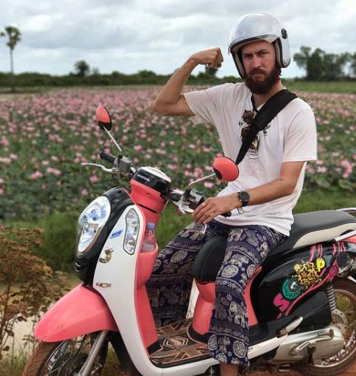 Danny Fujikawa likes riding scooters