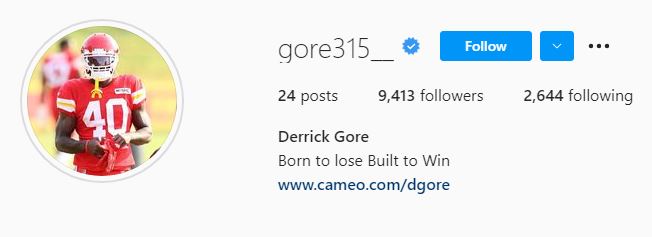 Derrick Gore IG profile