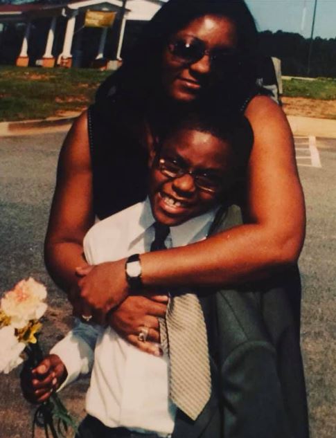 Derrick Gore with his mother