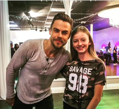 Emily Dobson with Derek Hough at a Charity Dance Event