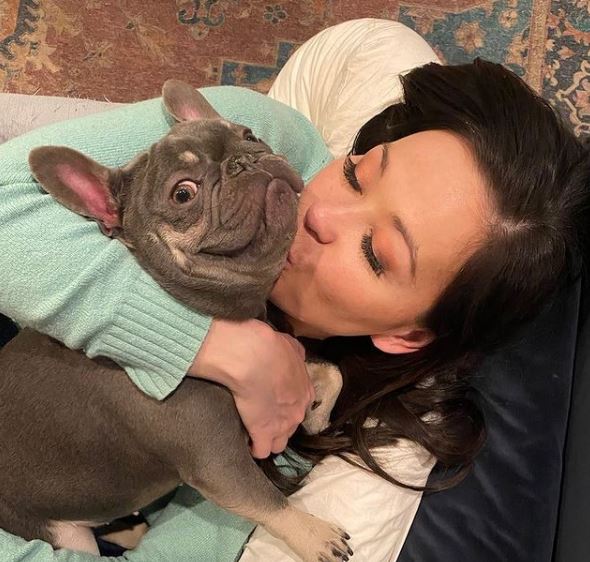 Eva Pilgrim with her pet dog Walter