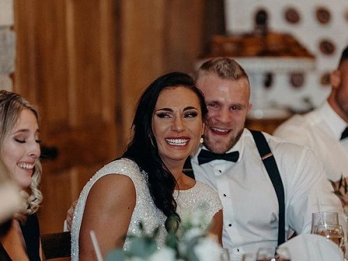 Iain Valliere and his wife Melissa Bumstead on their wedding day