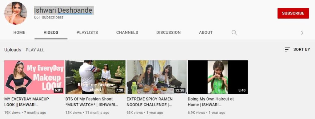 Ishwari Deshpande Youtube channel